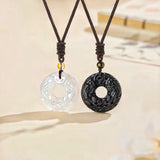 Certified Natural Double-Pixiu Safety Buckle Pendant – Black Obsidian or White Chalcedony Feng Shui Necklace