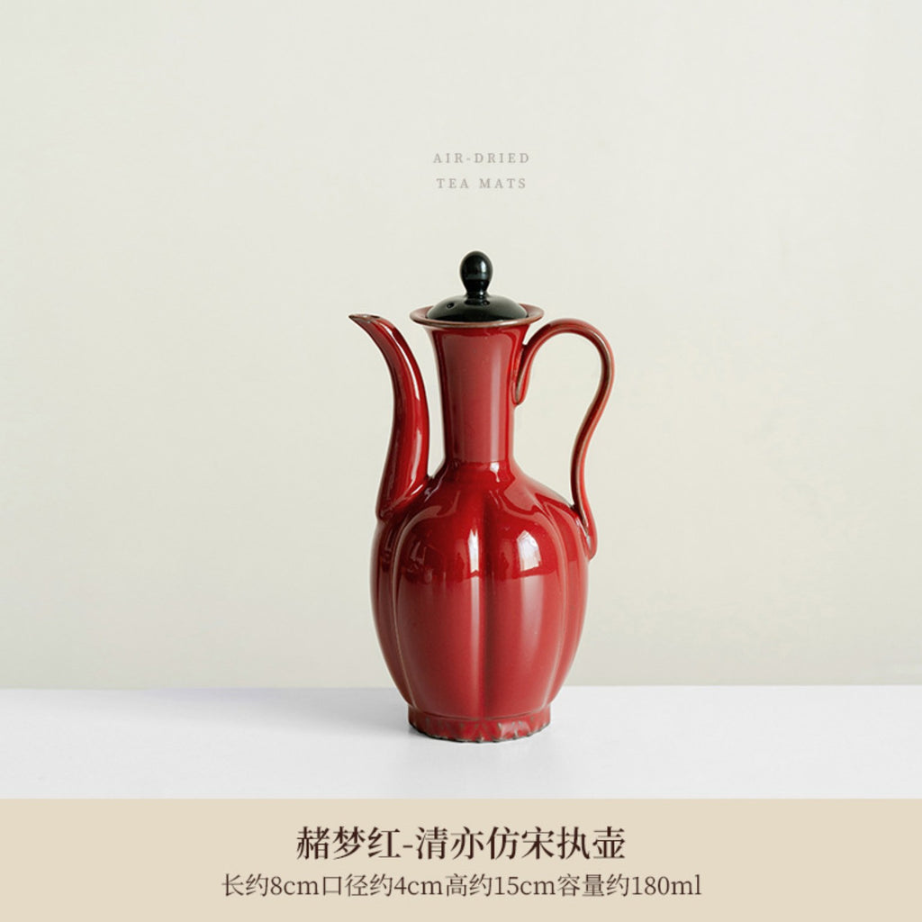 Dream Red Song-style ceramic ewer, 180ml, approximately 15cm tall