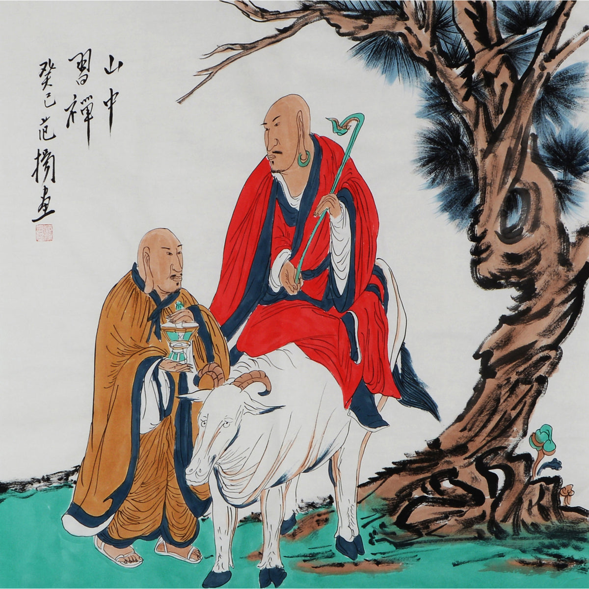 03 Fan Yang inspired Arhat with attendant and white elephant