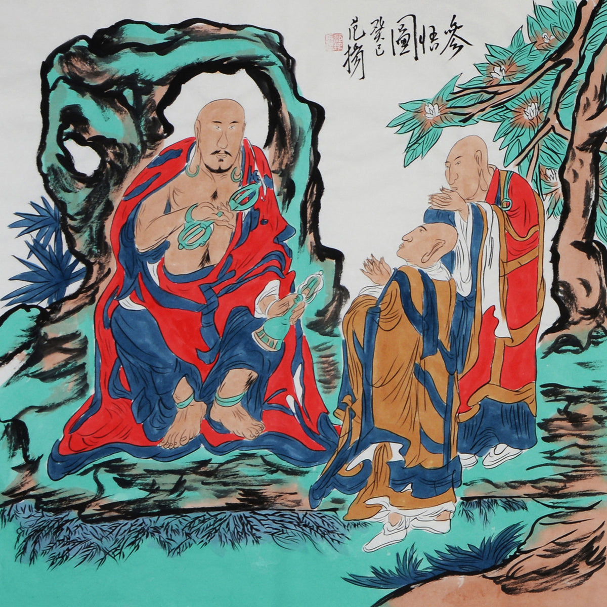 05 Fan Yang inspired laughing Arhat with monk companion
