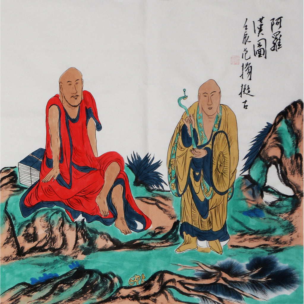 10 Fan Yang inspired two Arhats in mountain retreat