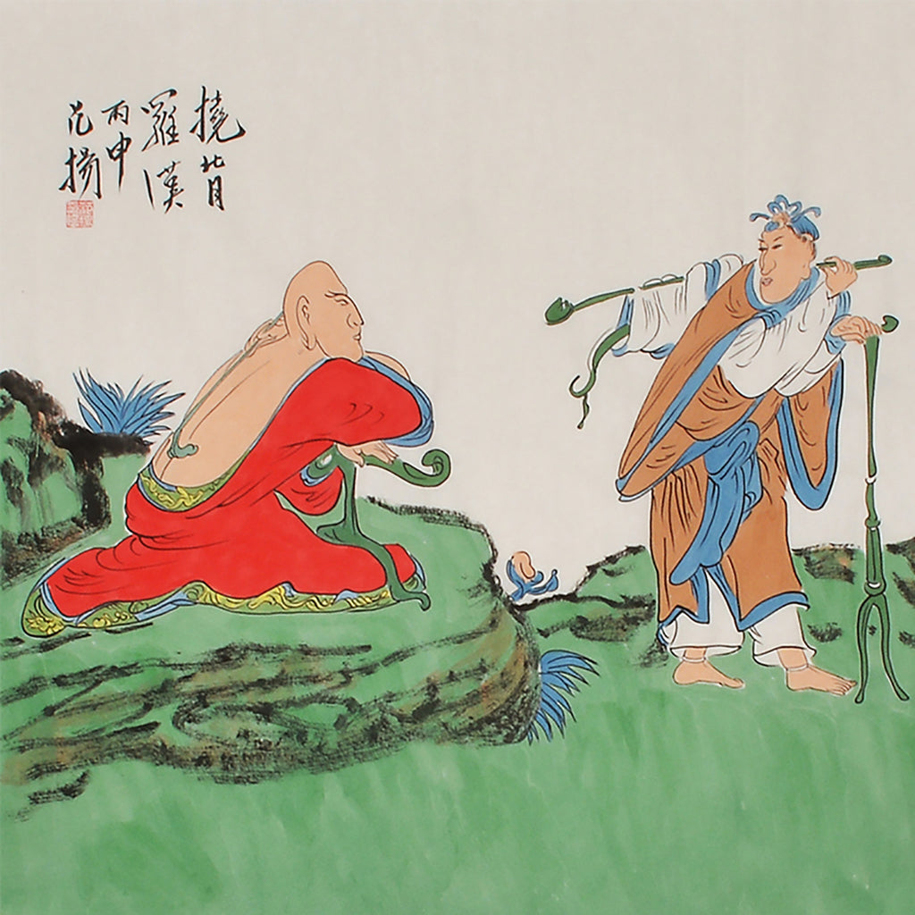 19 Fan Yang inspired back-scratching Arhat with attendant
