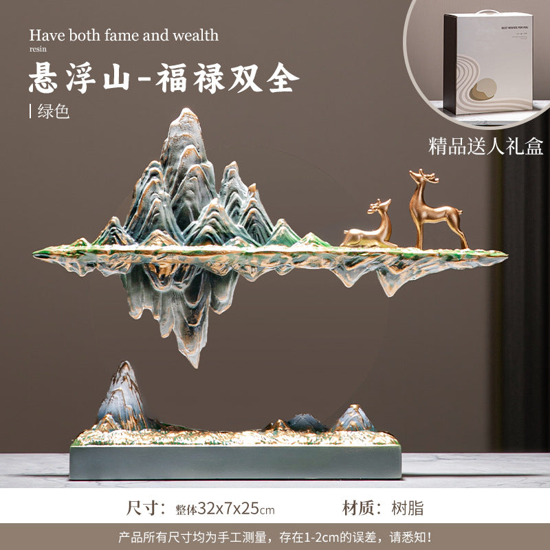 Floating mountain resin decor for office and entryway