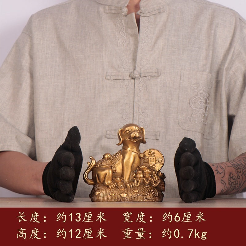 12 cm fortune treasure dog with Chinese coin and ingot motifs