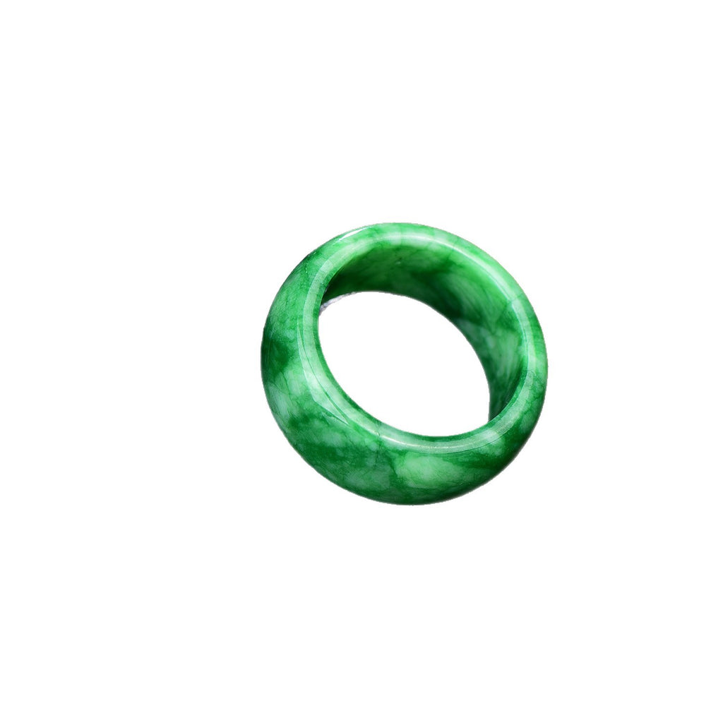 Natural green jadeite solid ring polished rounded profile