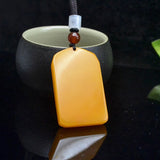Golden Yellow Wu Shi Pai Peace Plaque Pendant – Minimalist Chinese Worry-Free Amulet