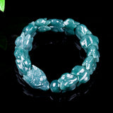 Certified Natural Grade A Blue Water Jadeite Dragon Bone Bracelet – 16 mm Sculptural Dragon-Head Jade Hand Strand