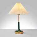 Green Bauhaus table lamp with white pleated shade