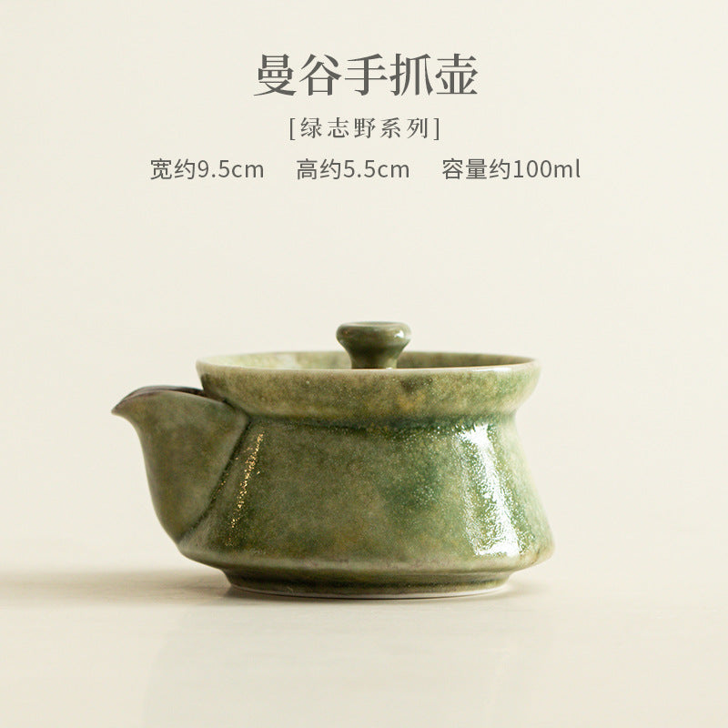 Mangu side handle green kiln-change teapot 100ml