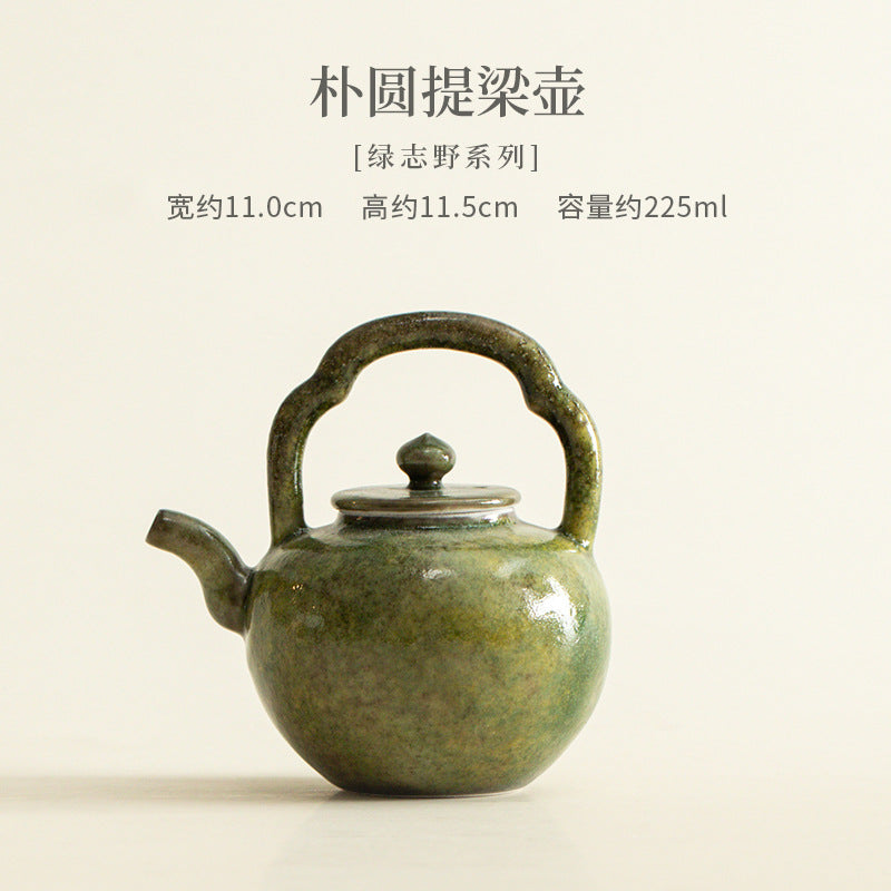 Puyuan bail-handle green kiln-change teapot 225ml