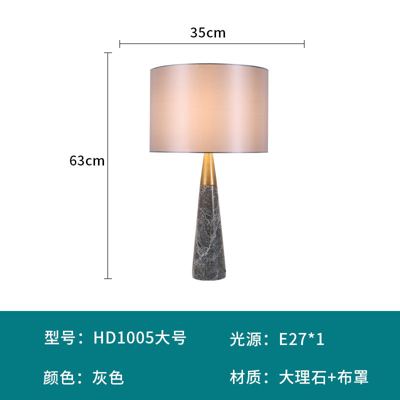 Large grey marble tapered table lamp dimensions 35cm wide by 63cm high