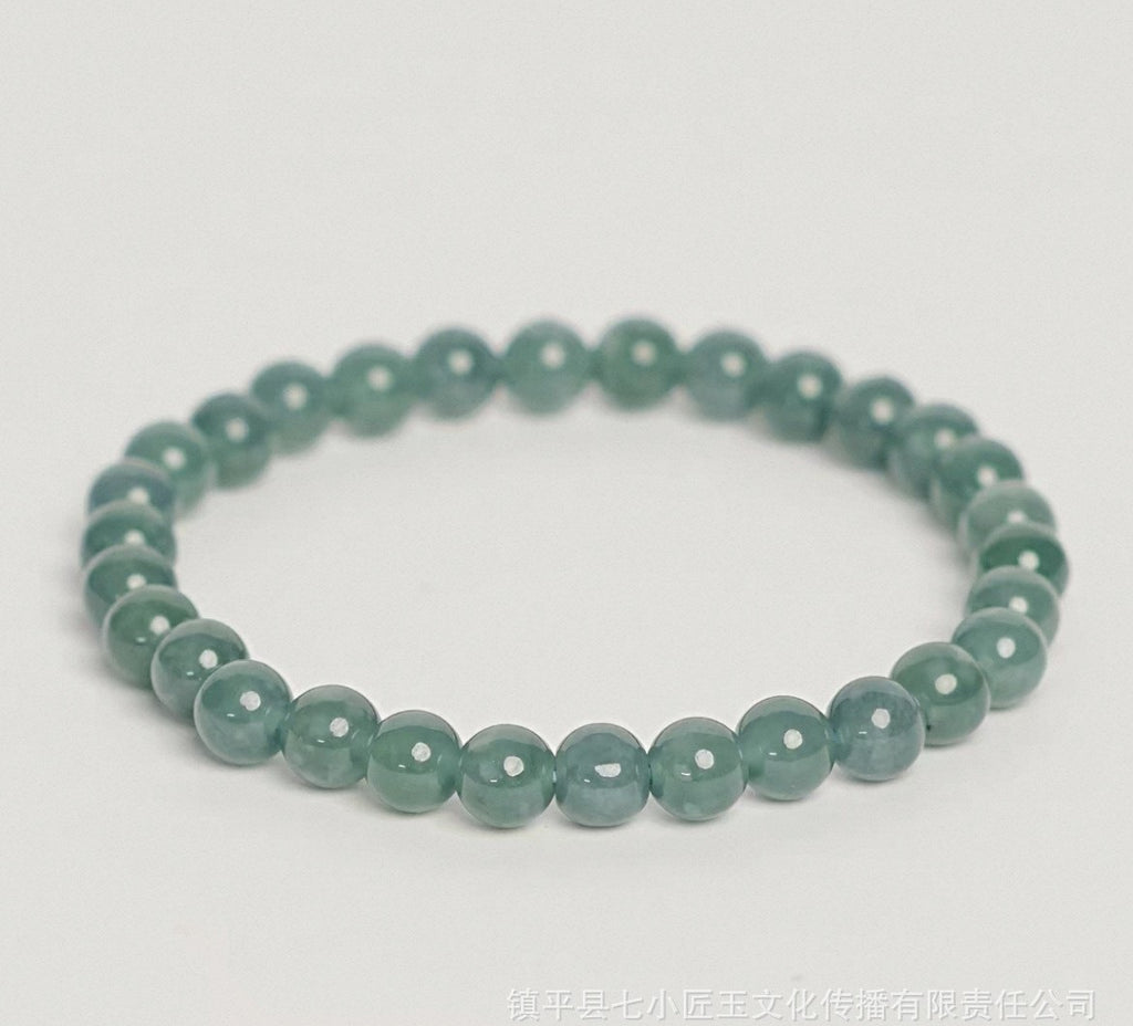 Minimalist Guatemalan blue water jadeite round bead bracelet