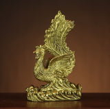 Chinese Han Phoenix 铜汉凤 Copperware Sculpture – 12cm | Auspicious Fenghuang Bird Ornament for Living Room, Study, Tea Room, Office & Cultural Gift