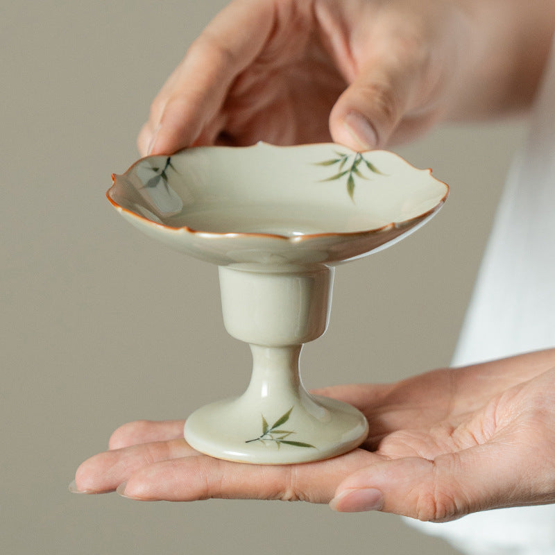 Bamboo motif ceramic incense holder product view