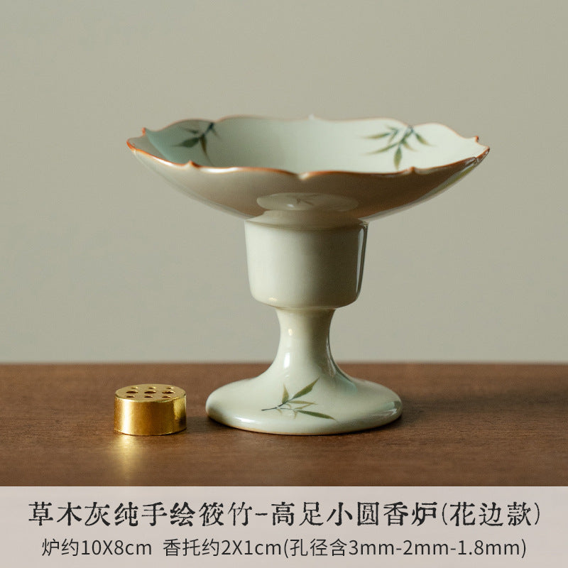 New Chinese style hand-painted bamboo ceramic incense holder