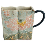 Hand-Painted Pink Lotus Square Ceramic Tea Mug - 90ml
