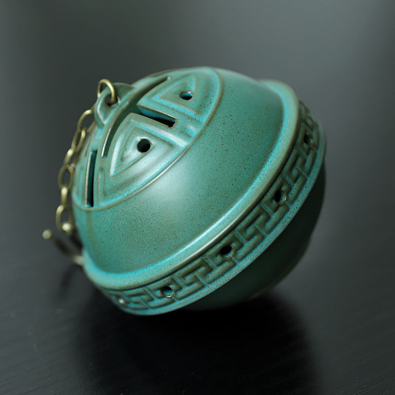 Lotus petal hanging censer with aged glaze detail