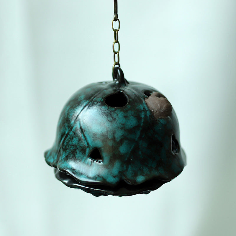 Chinese knot motif ceramic hanging incense burner