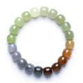 Certified natural Xinjiang Hetian jade multicolor 10 mm barrel bead bracelet