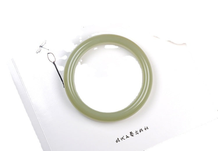 Qing Shui Hetian jade round bangle minimalist product view