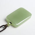 Certified natural Hetian Qingyu nephrite peace plaque pendant in pale green