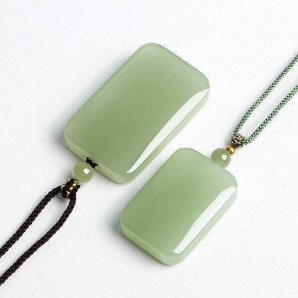 Hetian nephrite minimalist rectangular pendant size comparison