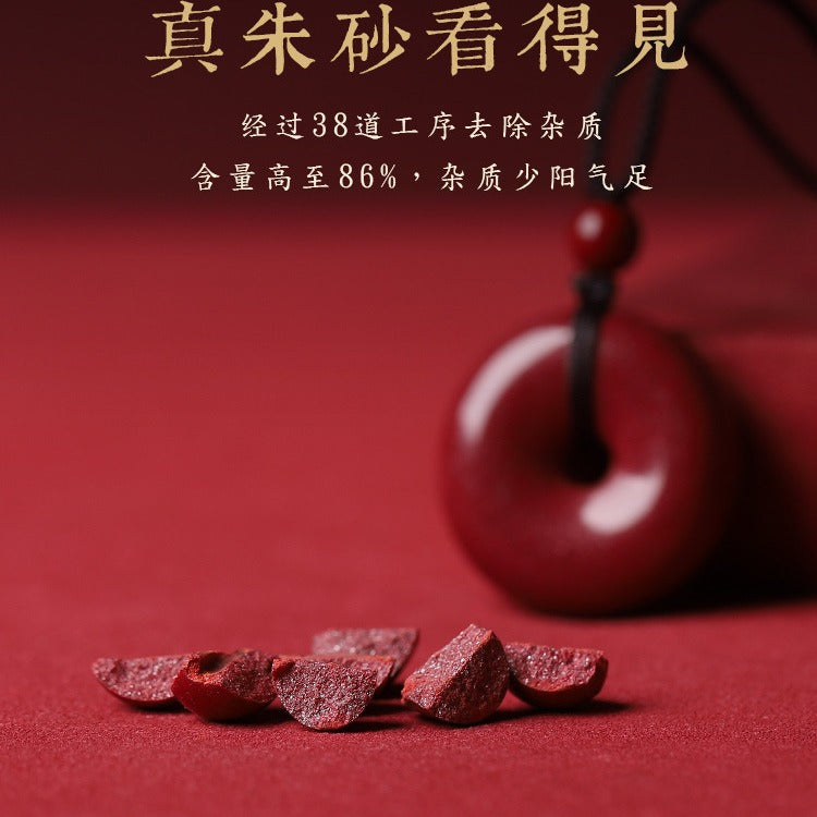 Cinnabar safety buckle pendant with fine sparkling mineral texture