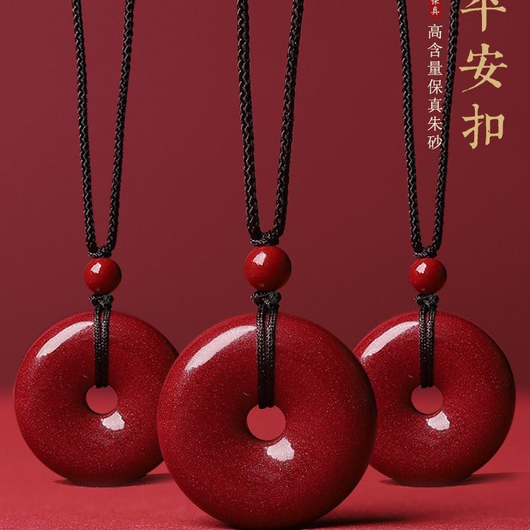 Small and large cinnabar safety buckle pendant sizes