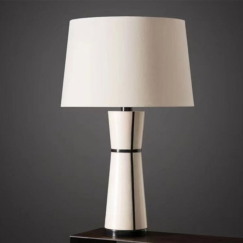 White hourglass designer table lamp 33cm by 65cm
