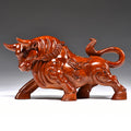 Huali wood carved Wall Street Bull sculpture for office business and executive decor