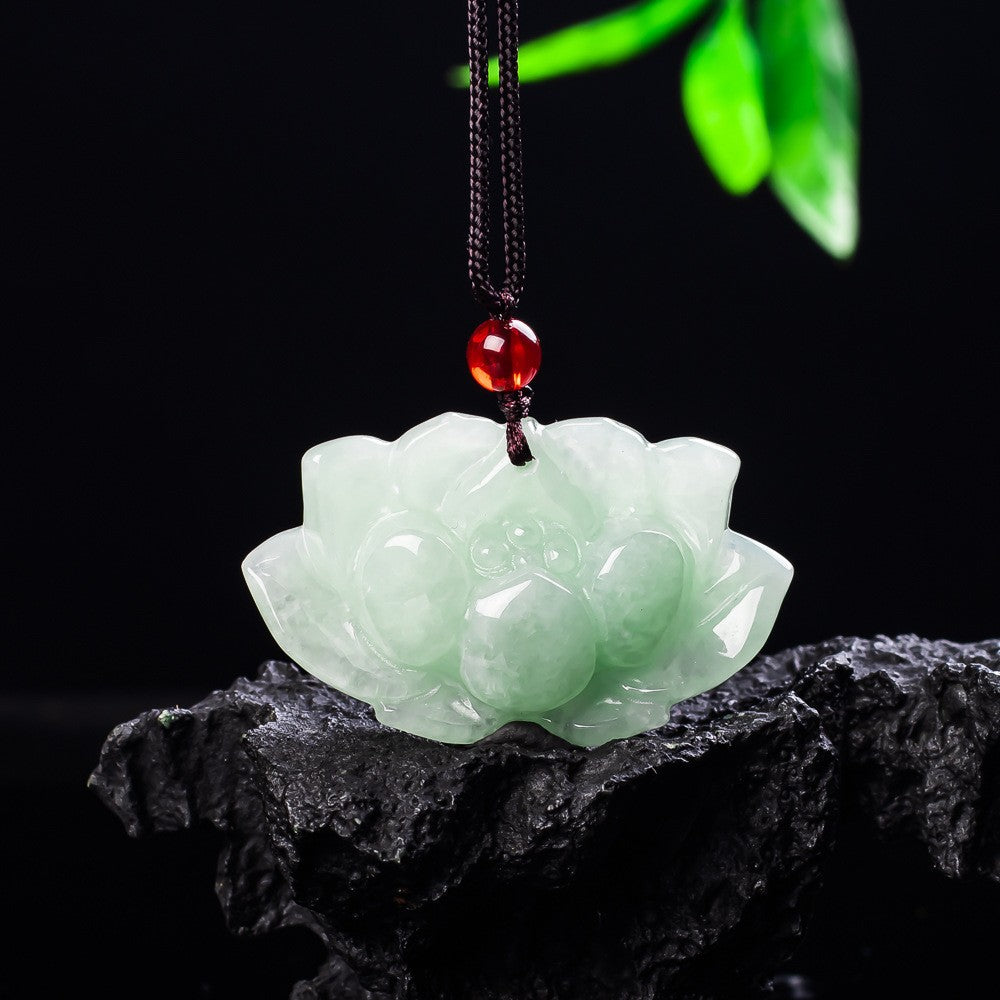 45.3 mm natural jadeite lotus pendant product view