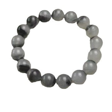 Grey black round bead bracelet isolated on white background