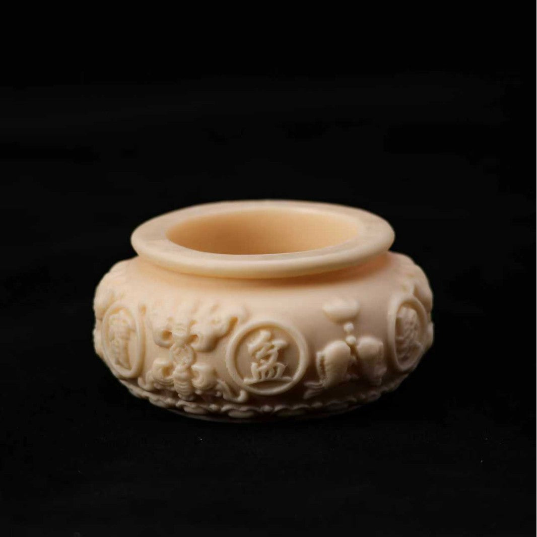 Natural ivory nut cicada carving with detailed body and wing relief for pendant or hand piece use