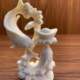 Hand-Carved Ivory Nut Double-Fish Treasure & Yuanbao Decorative Ornament - Vegetable Ivory