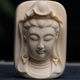 Hand-Carved Ivory Nut Guanyin Double-Sided Pendant & Decorative Ornament - Vegetable Ivory