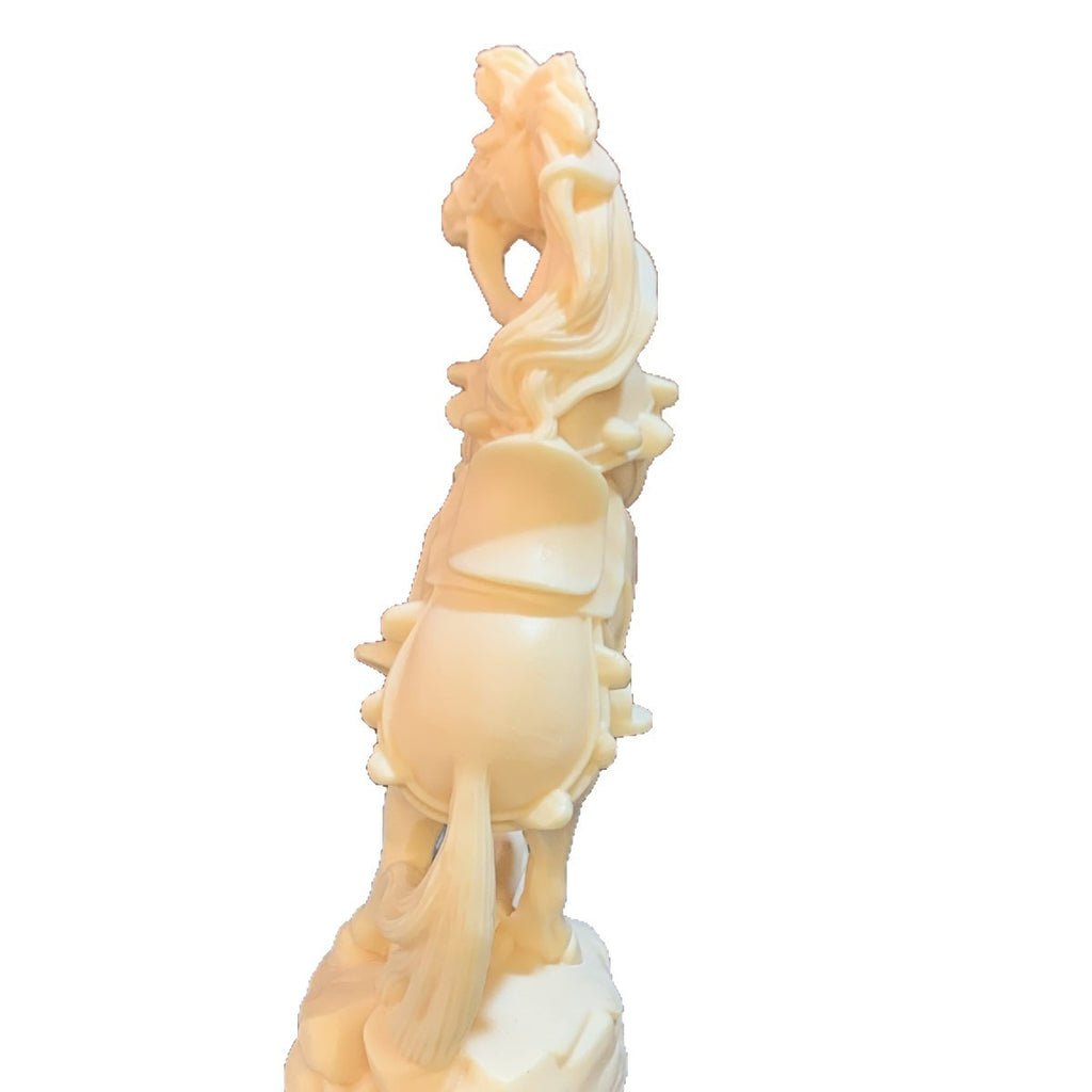 Ivory nut horse figurine detail showing sculpted base and flowing tail