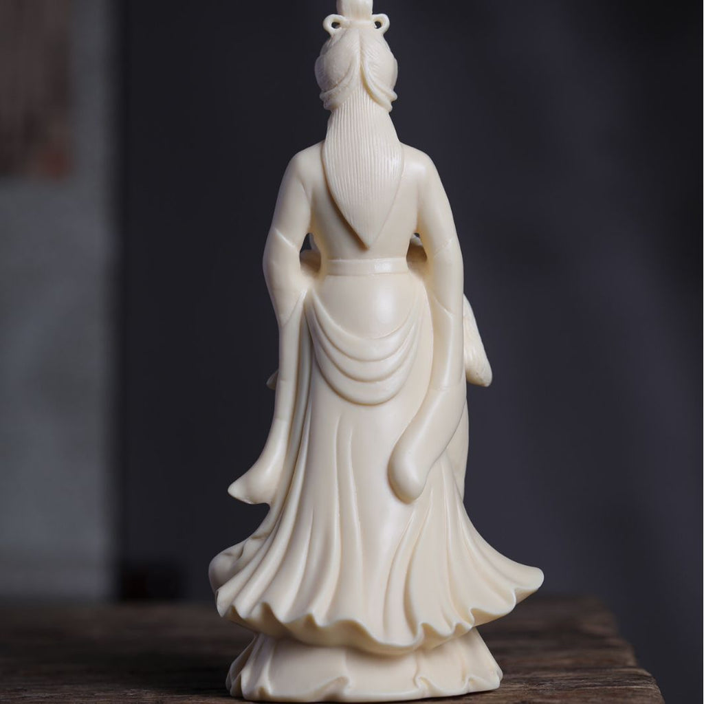 Vegetable ivory nine-tail fox beauty figurine for Neo-Chinese home and desk decor