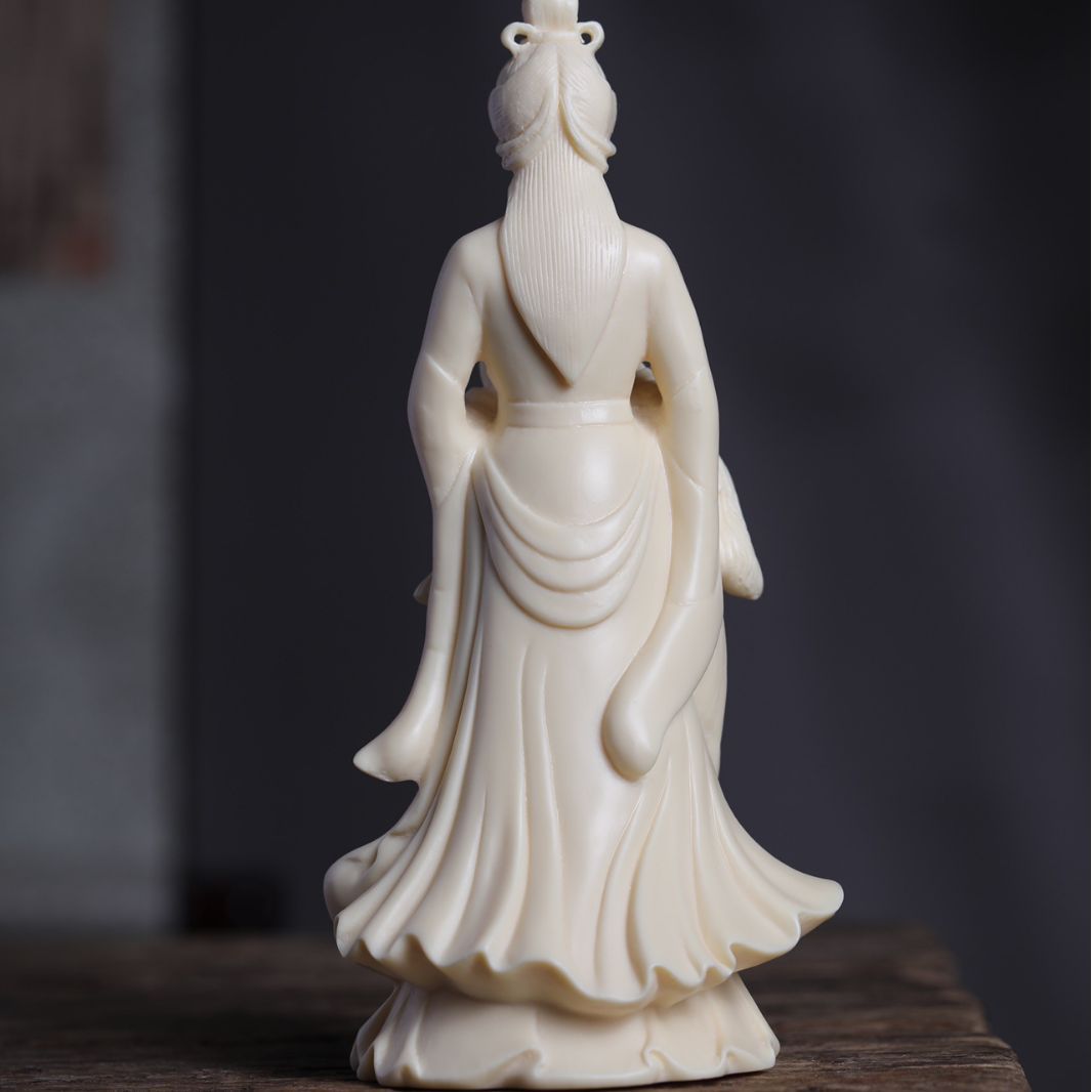 Vegetable ivory nine-tail fox beauty figurine for Neo-Chinese home and desk decor