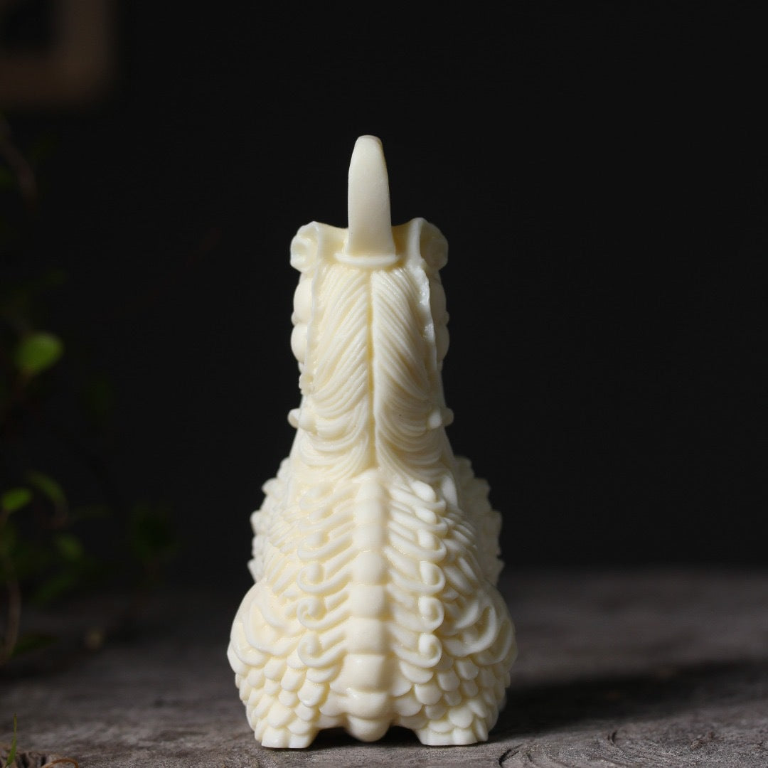 Ivory nut Qilin Kirin auspicious beast decorative figurine front view