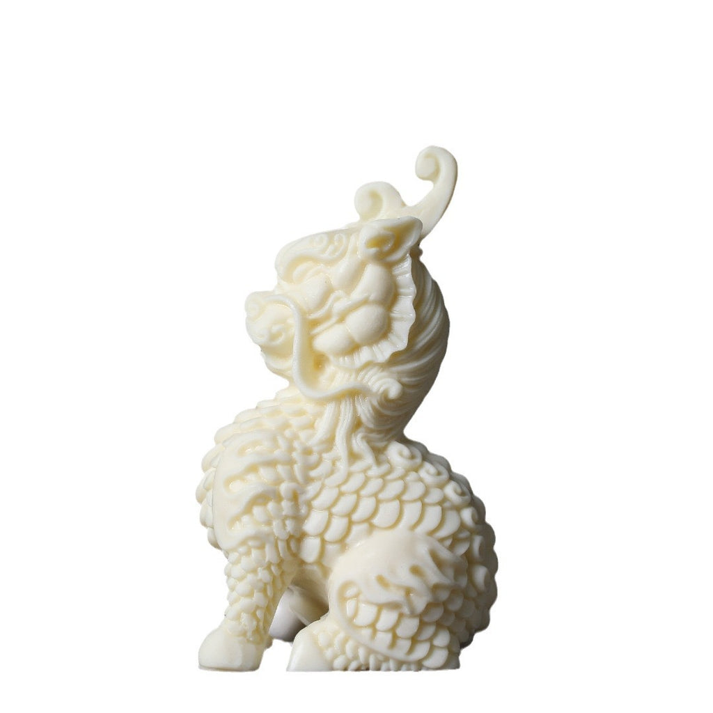 Ivory nut Qilin figurine back and side carving detail
