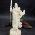 Ivory nut standing Guan Yu warrior statue holding guandao, creamy vegetable ivory tone