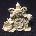 Ivory nut Zhao Gongming Wealth God statue with tiger, front view