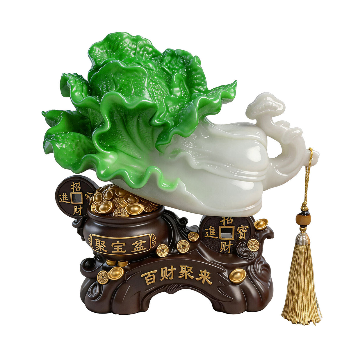 Hundred Wealth jade-green cabbage prosperity sculpture 3