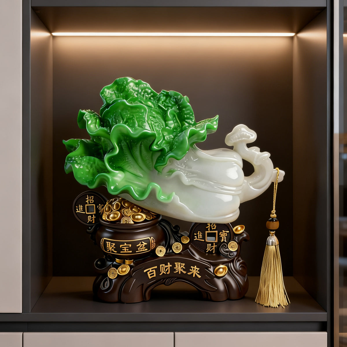Hundred Wealth jade-green cabbage prosperity sculpture 6