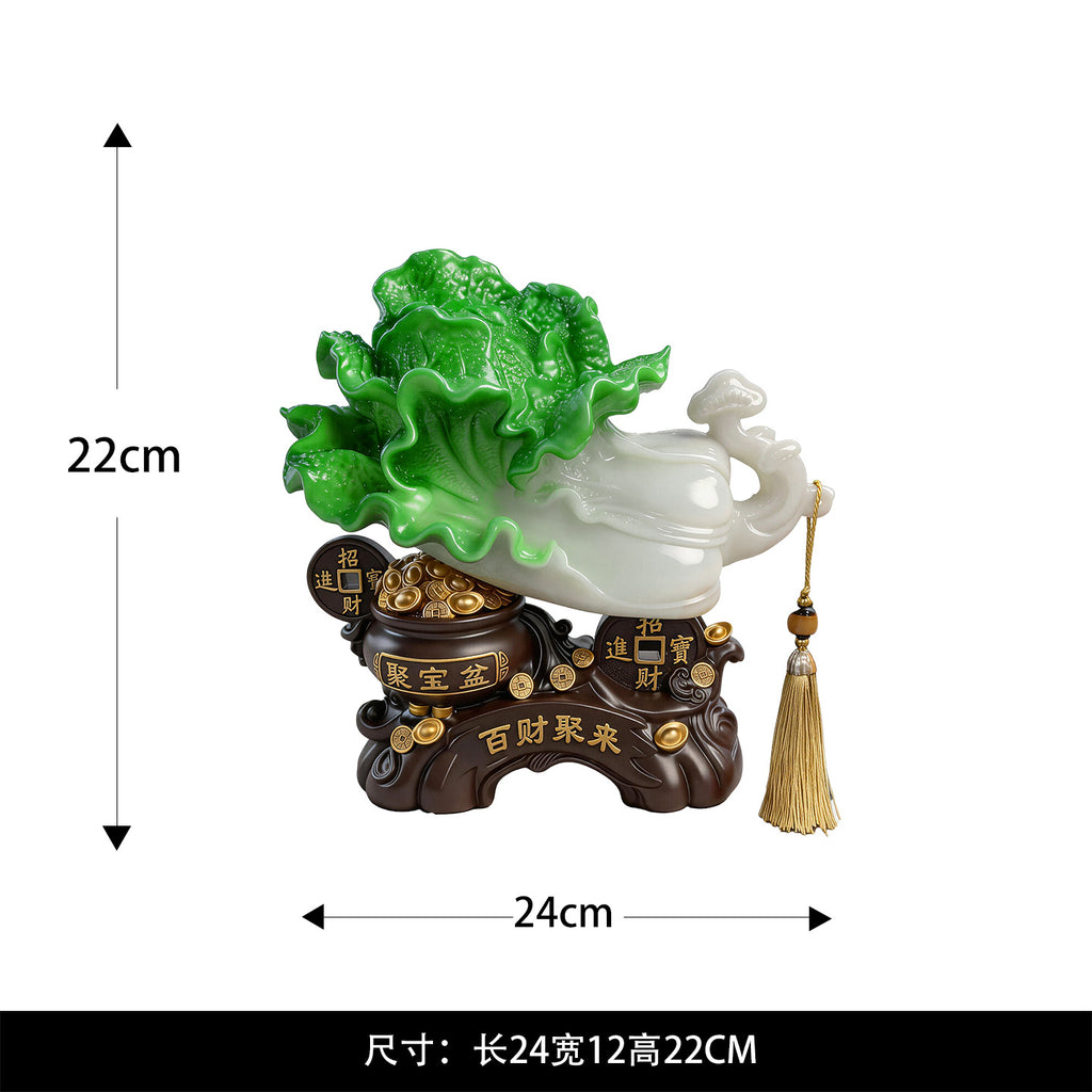 Hundred Wealth jade-green cabbage prosperity sculpture 7