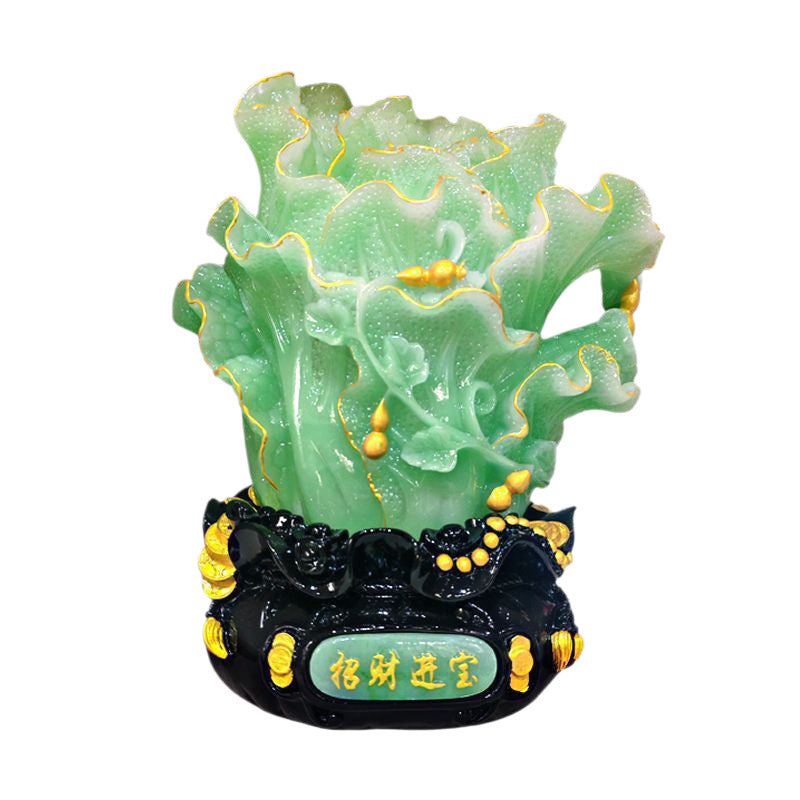 Jade green prosperity cabbage Chinese Feng Shui decor 1