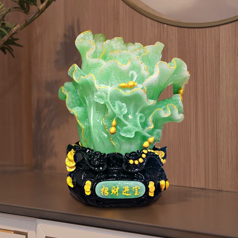 Jade green prosperity cabbage Chinese Feng Shui decor 3