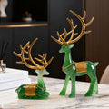 Jade green auspicious deer pair New Chinese decor 1