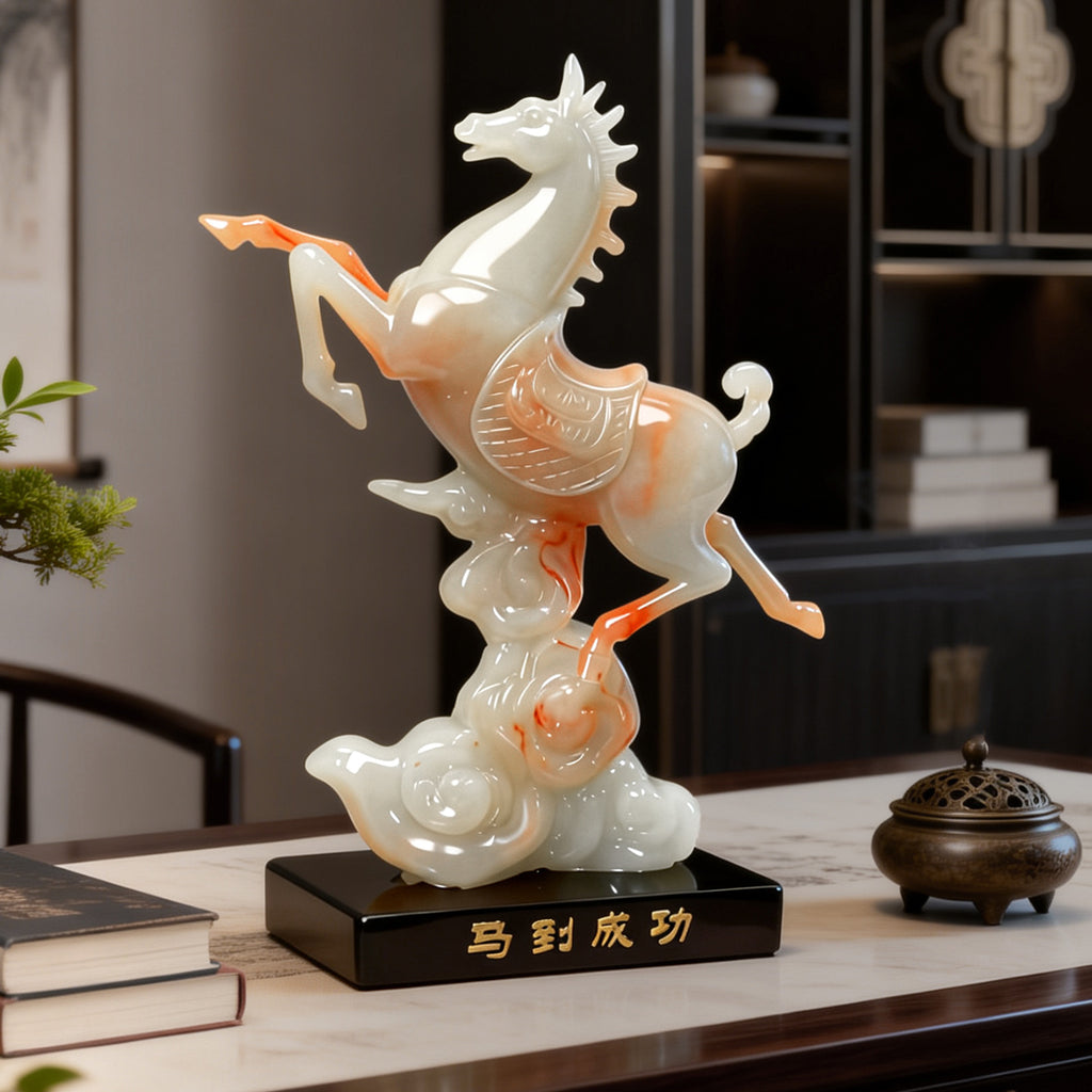 Immediate Success jade-green rearing horse sculpture 5
