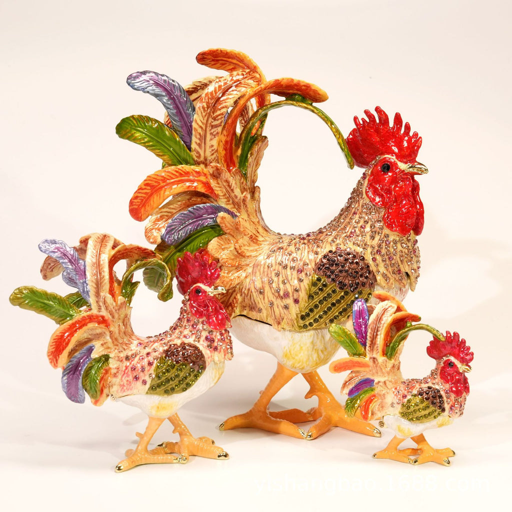 Luxury rooster figurine with rhinestone details